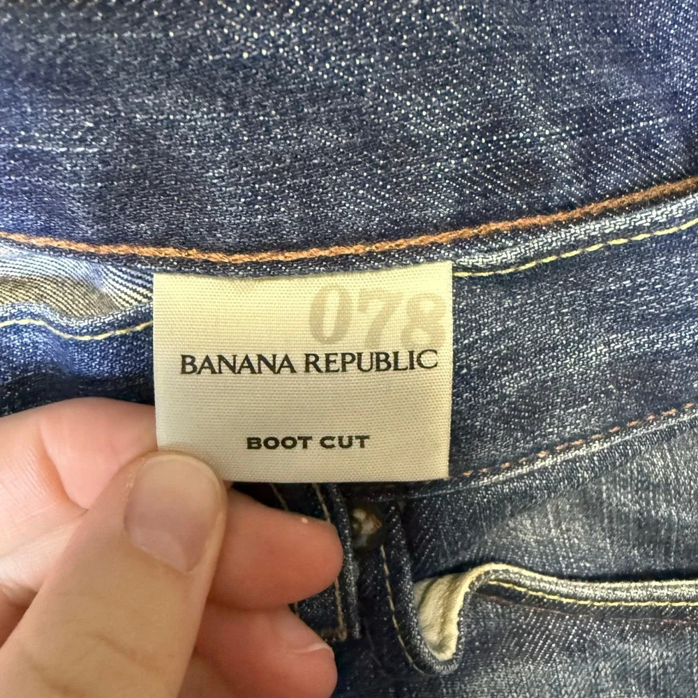 Y2K Banana Republic Jeans Mens 35x32 Blue Boot Cut 078 Faded Whiskered VTG Denim